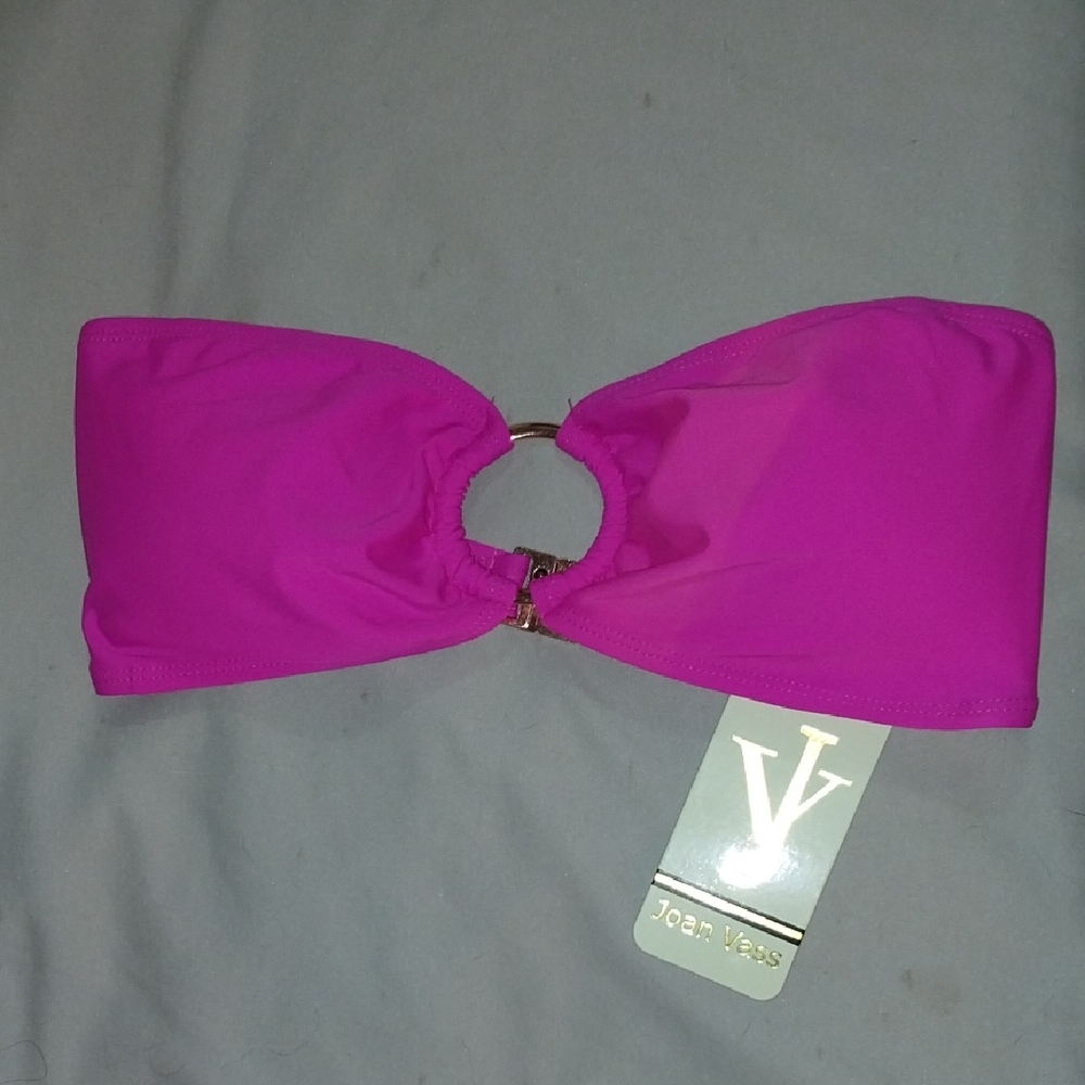 Joan Vass Fuchsia Bandeau Bikini Top Medium NWT